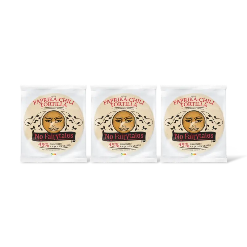 No Fairytales Paprika & chili tortilla wraps 3-pack