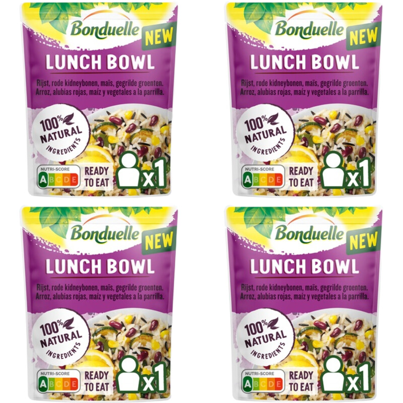 Een afbeelding van Bonduelle Lunch bowl rijst rode kidneybonen 4-pack