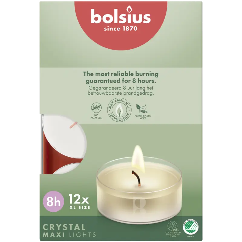 Bolsius Waxinelichtje maxi clear cup 8