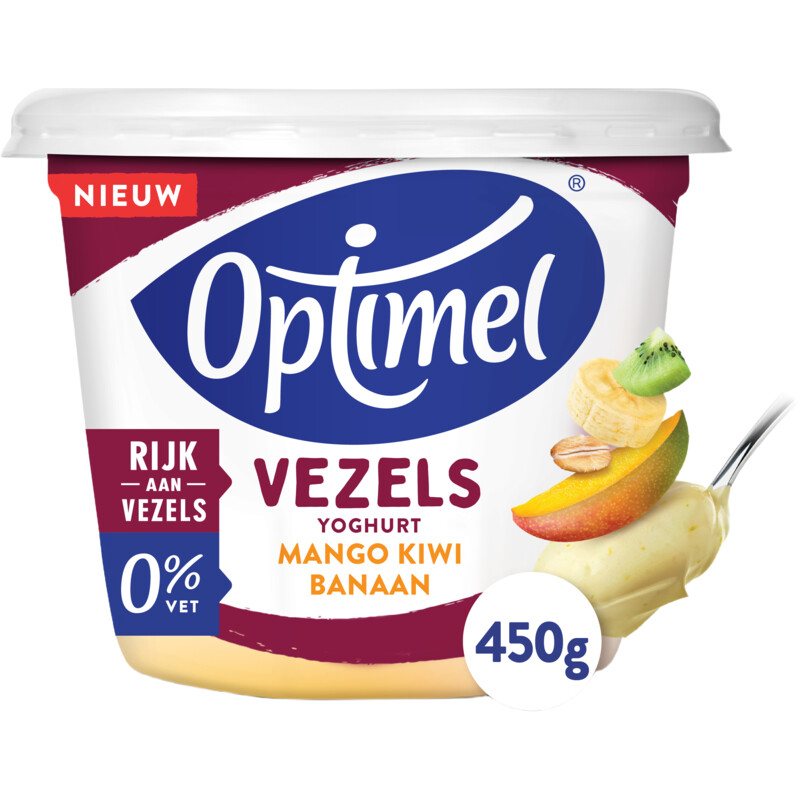 Optimel Yoghurt vezels mango kiwi banaan