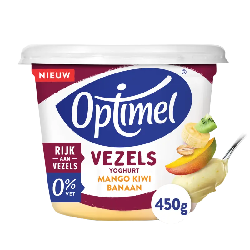 Optimel Yoghurt vezels mango kiwi banaan