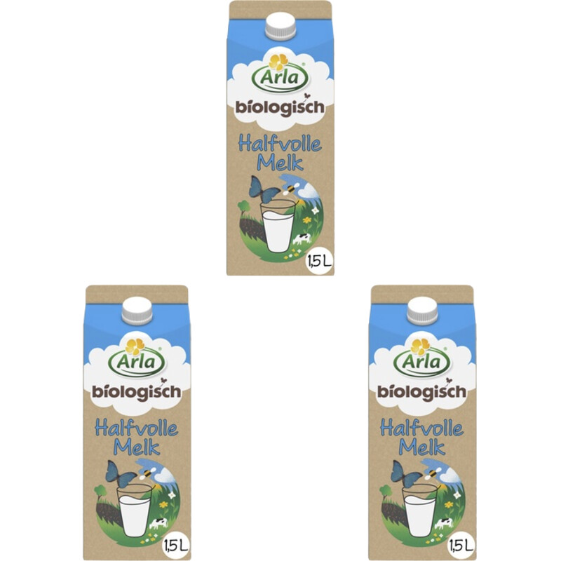 Een afbeelding van Arla Biologisch halfvolle melk 3-pack