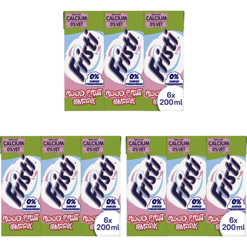 Een afbeelding van Fristi Rood fruit 0% suiker 6x200ml 3-pack