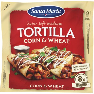 pdp-image-Santa Maria Tortilla wraps corn & wheat 8x medium