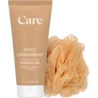 Een afbeelding van Care Cozy cinnamon shower gel & puff giftset