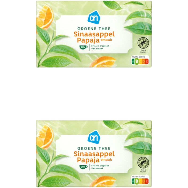 Een afbeelding van AH Groene thee sinaasappel & papaya 2-pack
