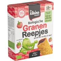 Een afbeelding van De Kleine Keuken Biologische granenreepjes aardbei 18m+