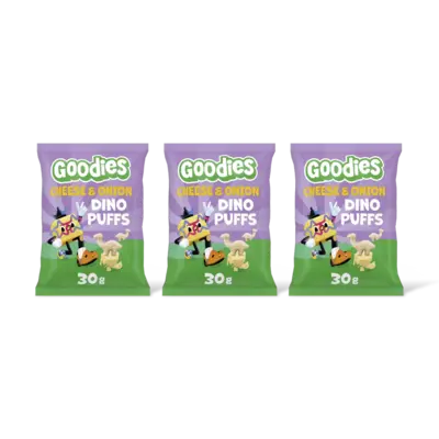 pdp-image-Goodies Snack dino puff cheese & onion 3+ jr 3pk