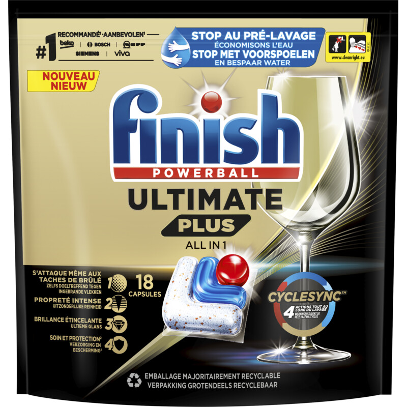 Een afbeelding van Finish Ultimate plus all in 1 vaatwastabletten