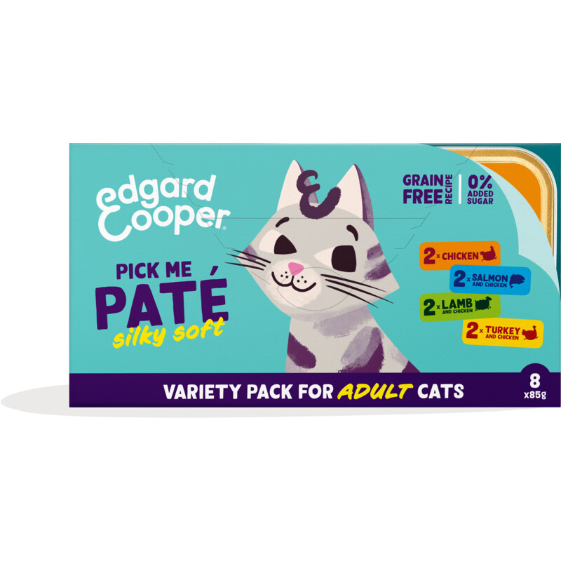 Een afbeelding van Edgard & Cooper Kies mij paté kip, zalm, lam, kalkoen
