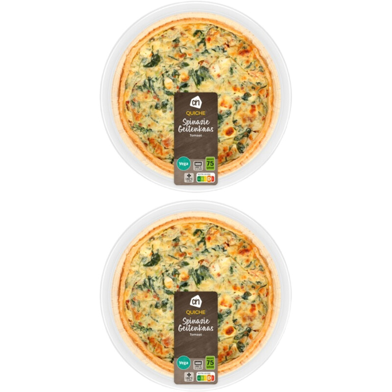 Een afbeelding van AH Quiche spinazie geitenkaas 2-pack