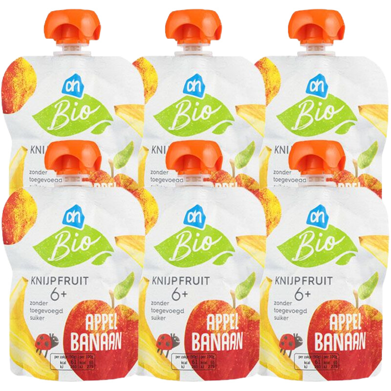 Een afbeelding van AH Biologisch knijpfruit appel banaan 6-pack