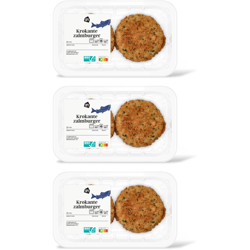 AH Krokante zalmburger 3-pack