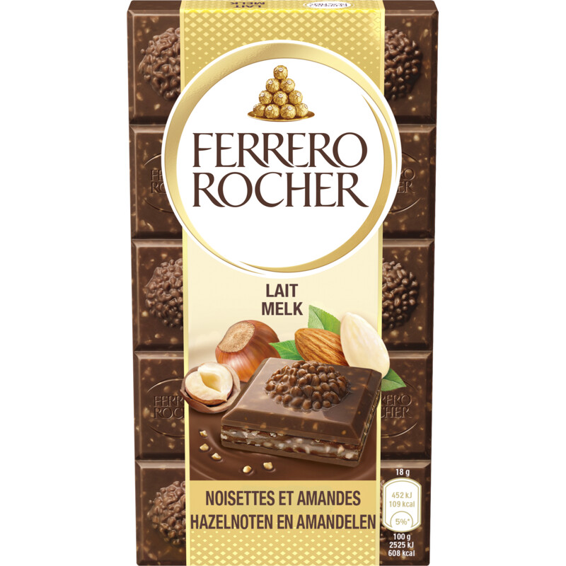 Een afbeelding van Ferrero Rocher hazelnoot en amandelen melk