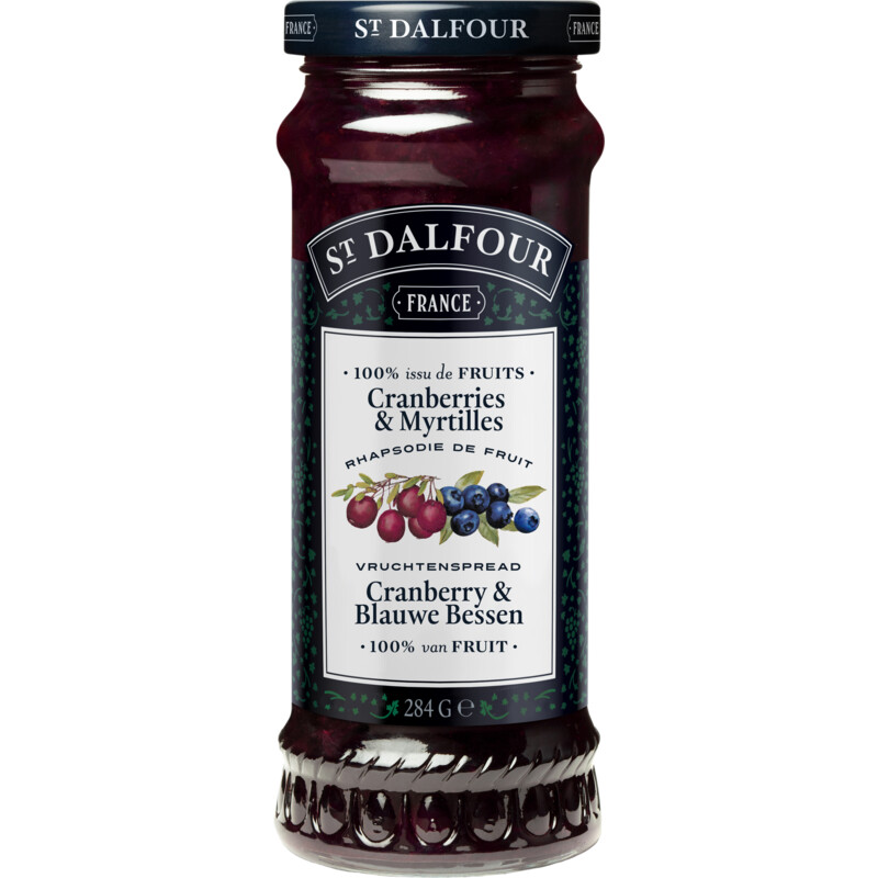 Een afbeelding van St. Dalfour Vruchtenspread Cranberry Blauwe Bes
