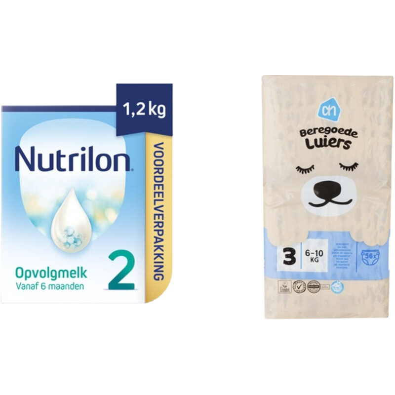 Een afbeelding van Nutrilon opvolgmelk 2 Beregoede luiers pakket