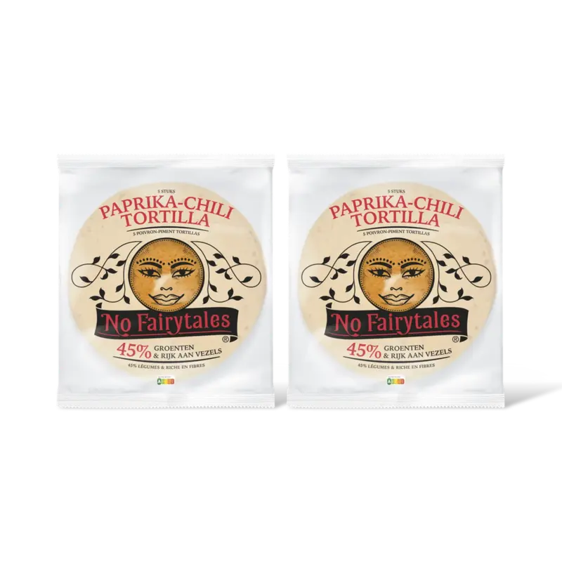 No Fairytales Paprika & chili tortilla wraps 2-pack