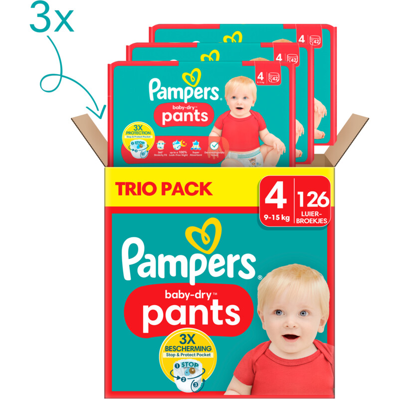 Een afbeelding van Pampers Baby-dry pants 4 trio pack