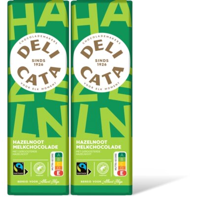 Delicata Reep melkchocolade hazelnoot 2-pack