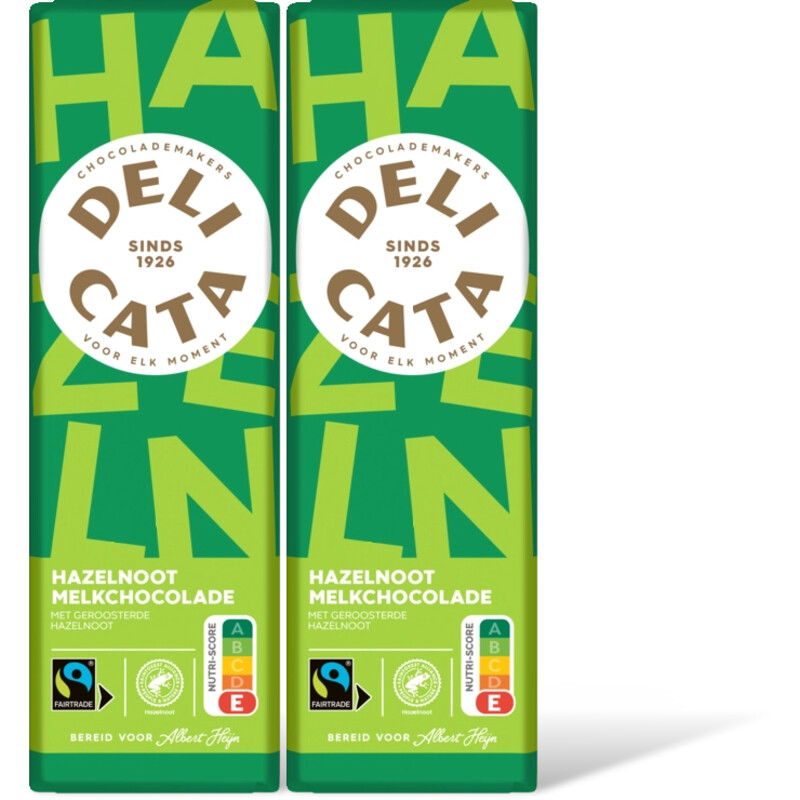 Delicata Reep melkchocolade hazelnoot 2-pack