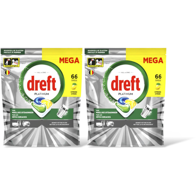 Dreft Platinum original vaatwastabletten 2-pck