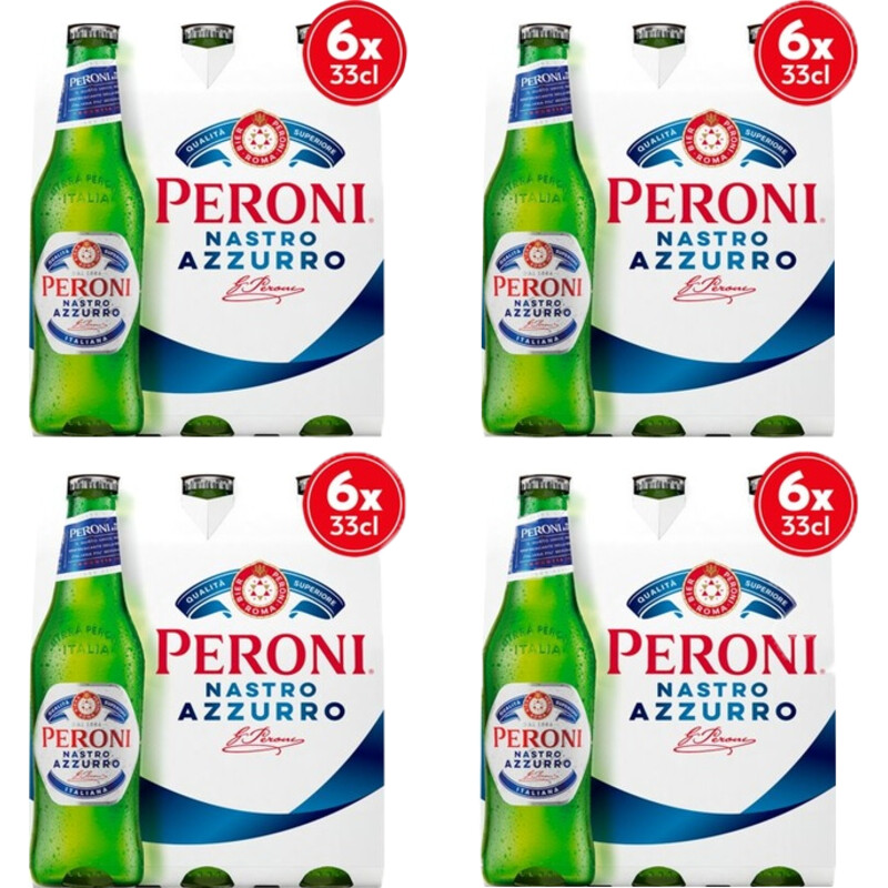 Een afbeelding van Peroni Nastro azzurro Italiaans bier 4x 6-pack