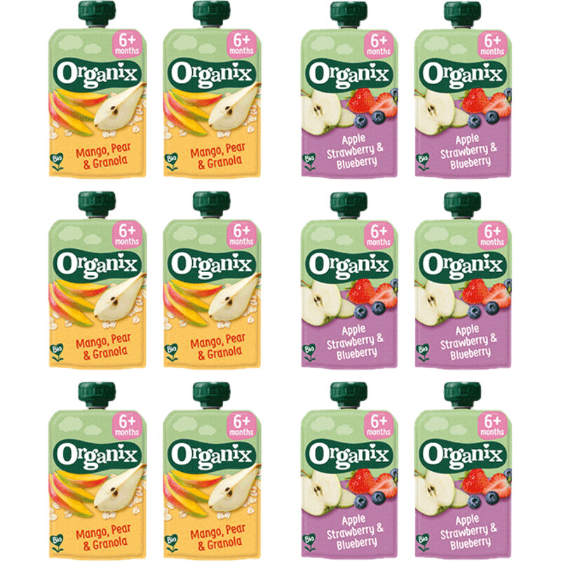 Een afbeelding van Organix Knijpfruit 6+m variatiepakket