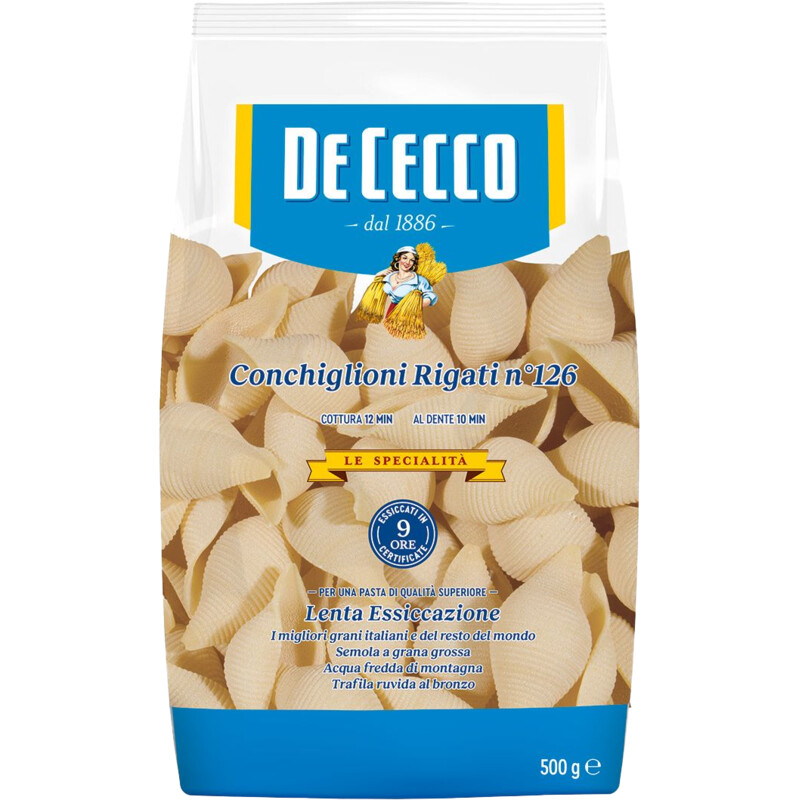 Een afbeelding van De Cecco Conchiglioni rigati nr 126