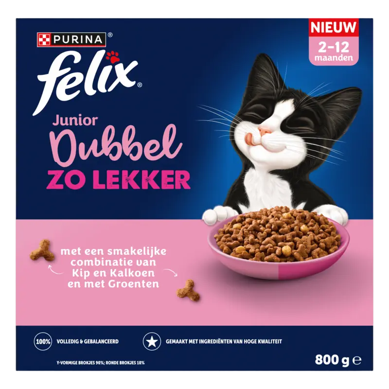 Dubbel Zo Lekker Junior met Kip, Kalkoen, Melk en Groenten Kattenvoer