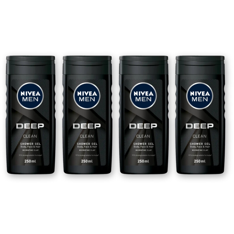 NIVEA Men deep clean shower gel 4-pack