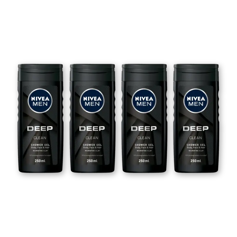 NIVEA Men deep clean shower gel 4-pack