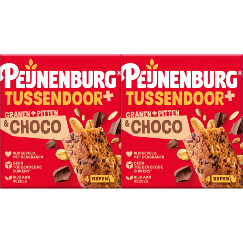 Peijnenburg Tussendoor+ granen pitten & choco 2-pack