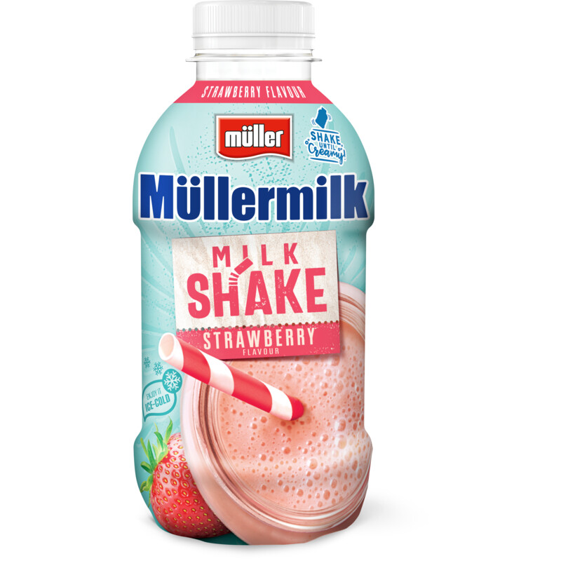 Een afbeelding van Müller Müllermilk milkshake aardbeismaak