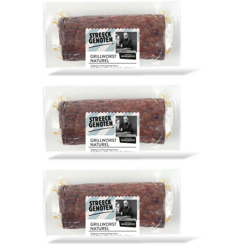 Streeckgenoten Grillworst naturel stukje 3-pack