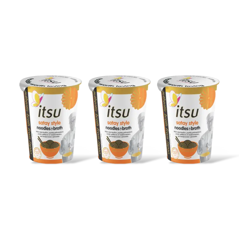 Itsu Satay style noodles & broth cup 3-pack