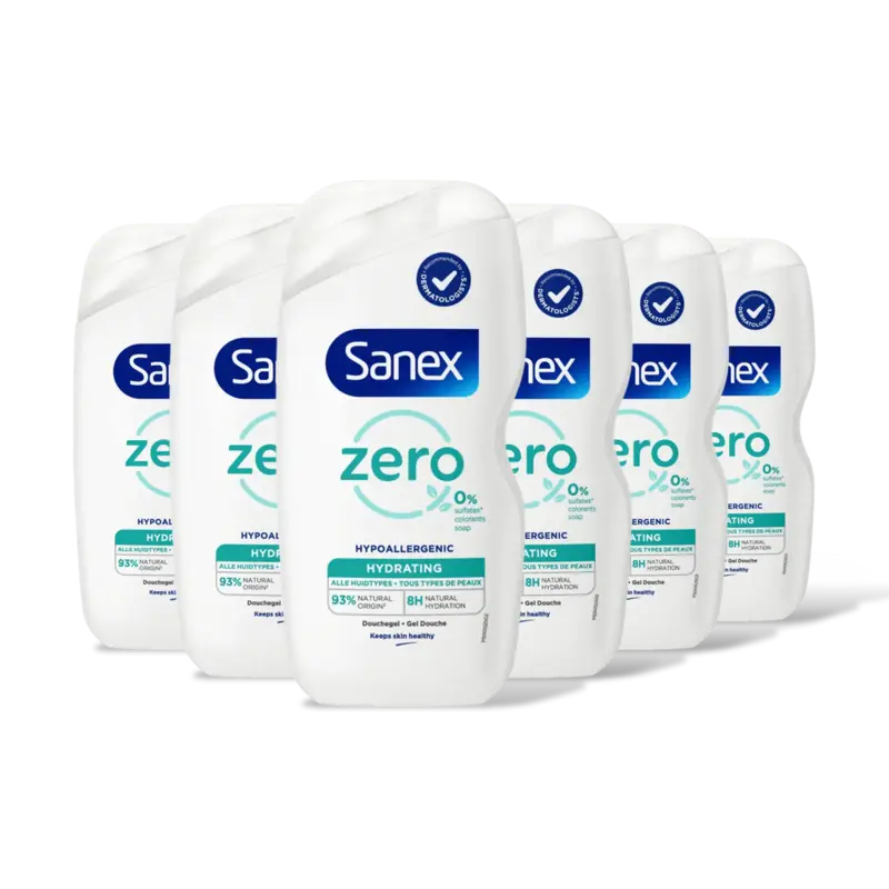 Sanex Zero% hydra douchegel alle huidtypes 6pk