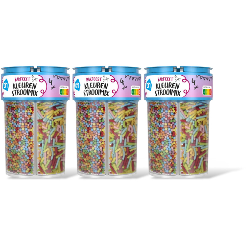 AH Bakfeest kleuren strooimix 4 vaks 3-pack