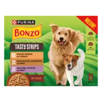 Bonzo Tasty strips kip, kalkoen eend