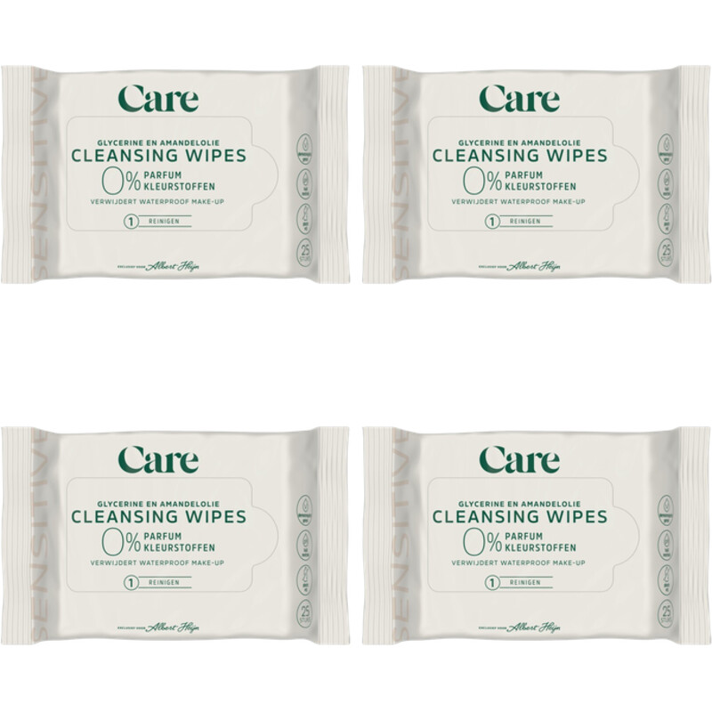 Een afbeelding van Care Sensitive cleansing wipes 0% 4-pack