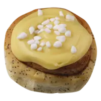 AH Topped bun lemon poppy meringue