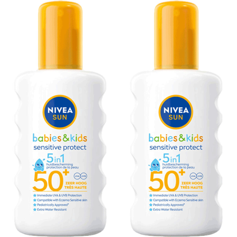 Een afbeelding van Nivea Sun Babies&kids 5in1 spray spf50+ 2-pack