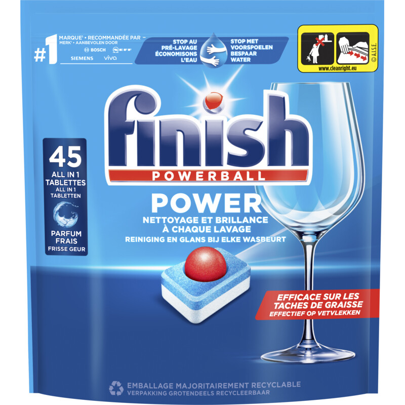 Een afbeelding van Finish Power all in 1 vaatwastabletten