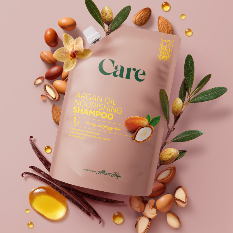 Een afbeelding van Care Argan oil nourishing shampoo refill