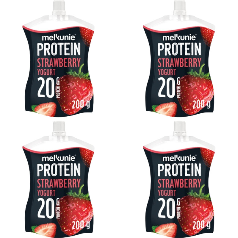 Een afbeelding van Melkunie Protein aardbei yoghurt 4-pack