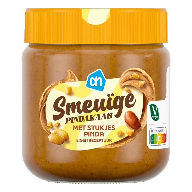Smeuïge pindakaas met stukjes pinda