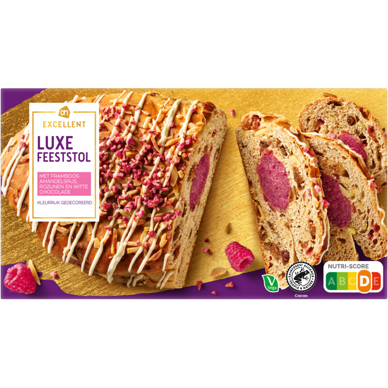 Een afbeelding van AH Excellent Luxe stol framboos witte chocolade