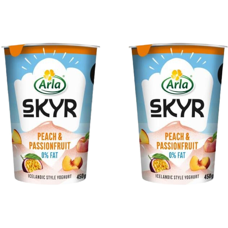 Een afbeelding van Arla Skyr perzik en passievrucht 2-pack