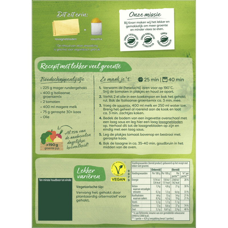 Een afbeelding van Knorr Wereldgerechten lasagne bolognese