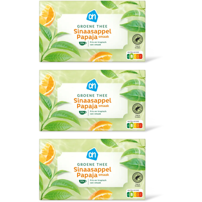 AH Groene thee sinaasappel & papaya 3-pack