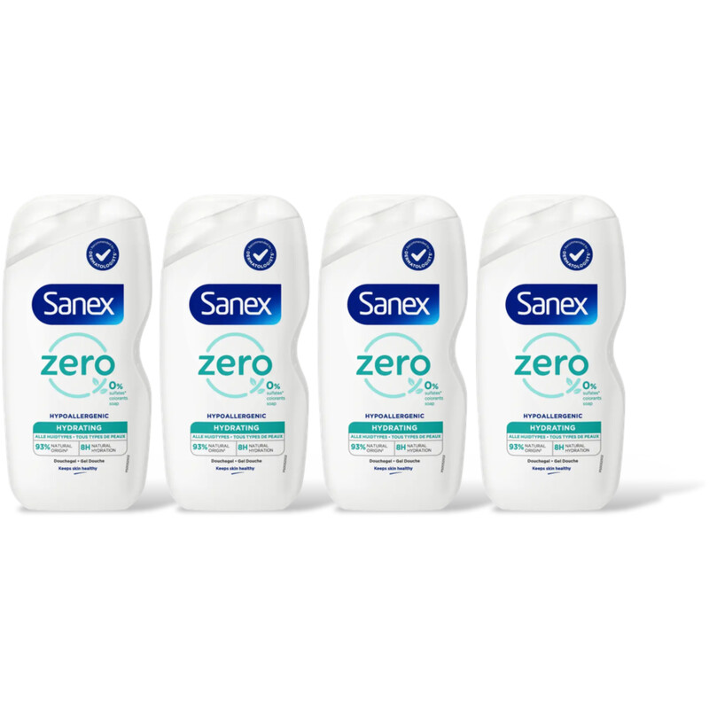 Sanex Zero% hydra douchegel alle huidtypes 4pk